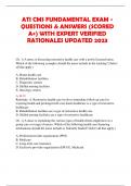 ATI CMS FUNDAMENTAL EXAM - QUESTIONS & ANSWERS (SCORED  A+) WITH EXPERT VERIFIED RATIONALES UPDATED 2023