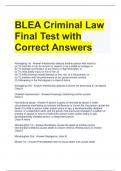 BLEA Criminal Law Final Test with Correct Answers 