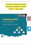 TEST BANK For Management Global, 15th Edition By Stephen P. Robbins, Verified Chapters 1 - 18, Complete Newest Version