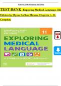 TEST BANK For Exploring Medical Language 11th Edition by Myrna LaFleur Brooks, Verified Chapters 1 - 16, Complete Newest Version