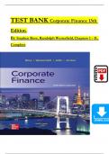 TEST BANK For Corporate Finance, 13th Edition By Stephen Ross, Randolph Westerfield, Verified Chapters 1 - 31, Complete Newest Version