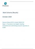 Pearson Edexcel GCE In Arabic (9AA0_01) Paper 1: Translation into English, Reading Comprehension and Writing (research question) in Arabic