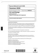 Art and Design Advanced Level Paper 02: Externally Set Assignment Period of sustained focus: 15 hours Paper Reference 9AD0/02 Summer 2020 P
