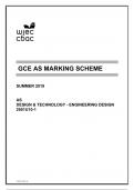 GCE AS MARKING SCHEME SUMMER 2019 AS DESIGN & TECHNOLOGY - ENGINEERING DESIGN 2601U10-1