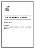 GCE AS MARKING SCHEME SUMMER 2019 AS (NEW) DESIGN AND TECHNOLOGY - FASHION & TEXTILES 2602U10-1