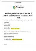 Prophecy Medical Surgical LPN/LVN A Study Guide Questions & Answers 2024-2025.