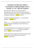 Test Bank For Morrison-Valfre’s Foundations of Mental Health Care in Canada, 1e, 1st - 2022 All Chapters