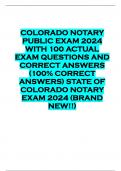 COLORADO NOTARY PUBLIC EXAM 2024 WITH 100 ACTUAL EXAM QUESTIONS AND CORRECT ANSWERS (100% CORRECT ANSWERS) STATE OF COLORADO NOTARY EXAM 2024 (BRAND NEW!!)