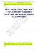 Lenoir-Rhyne UniversityNURS MISC ENPC exam  questions and answers New Update 2022/2023 Rated  A+ ENPC EXAM QUESTIONS AND  100% CORRECT ANSWERS  2023-2024 VERSION/A+ GRADE  GUARANTEED