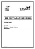 GCE A LEVEL MARKING SCHEME SUMMER 2022 A LEVEL BIOLOGY