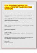 CRAT Exam Prep Questions and  answers. VERIFIED/ ALL EXAMINABLE  QUESTIONSLATEST EXAM PREDICTIONS 2024