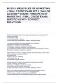 BUS203: PRINCIPLES OF MARKETING - FINAL CREDIT EXAM SET 1 (SAYLOR ACADEMY BUS203: PRINCIPLES OF MARKETING - FINAL CREDIT EXAM) QUESTIONS WITH CORRECT SOLUTIONS.