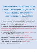 MISSOURI POST TEST PREP EXAM 200 LATEST UPDATED EXAM QUESTIONS WITH VERIFIED 100% CORRECT ANSWERS 2024. A+ GUARANTEED.pdf