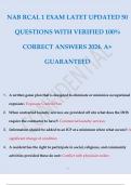 NAB RCAL STUDY GUIDE LATEST UPDATED  EXAM QUESTIONS WITH VERIFIED 100% CORRECT ANSWERS 2024. A+ GUARANTEED. NAB RCAL EXAM