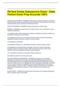  PA Real Estate Salesperson Exam - State Portion Exam Prep Accurate 100%