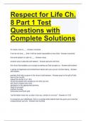 Respect for Life Ch. 8 Part 1 Test Questions with Complete Solutions 