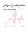 Maternal child care nursingTest Bank For Maternal Child Nursing Care by Shannon E. Perry, Marilyn J. Hockenberry, Mary Catherine Cashion Chapter 1-50 Questions And 100% Verified Answers