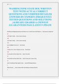 WASHINGTONE STATE DOL WRITTEN  TEST WITH ACTUAL CORRECT  QUESTIONS AND VERIFIED DETAILED  ANSWERS BY EXPERTS |FREQUENTLY  TESTED QUESTIONS AND SOLUTIONS  |ALREADY GRADED A+|NEWEST  |GUARANTEED PASS |LATEST UPDATE