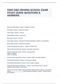 OHIO D&D DRIVING SCHOOL EXAM STUDY GUIDE QUESTIONS & ANSWERS.