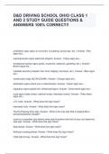 D&D DRIVING SCHOOL OHIO CLASS 1 AND 2 STUDY GUIDE (1- Highway Transportation System, 2- Basic Fundamentals)  QUESTIONS & ANSWERS 100% CORRECT!!