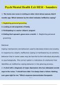 Psych-Mental Health Exit HESI - Saunders Questions and Answers (2024/2025) (Verified Answers)