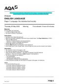 2023 AQA A-level ENGLISH LANGUAGE 7702/1 Paper 1 Language, the individual and  society Question Paper & Mark scheme (Merged) June 2023 [VERIFIED]