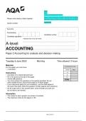 AQA 2023 A-level ACCOUNTING 7127/2 Paper 2 Accounting for analysis and decision-making Question Paper & Mark scheme (Merged) June 2023 [VERIFIED]