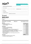 2023 AQA A-level BIOLOGY 7402/1 Paper 1 Question Paper & Mark scheme (Merged) June 2023 [VERIFIED]