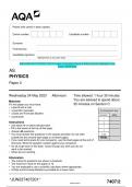 2023 AQA AS PHYSICS 7407/2 Paper 2 Question Paper & Mark scheme (Merged) June 2023 [VERIFIED]