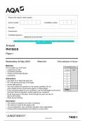 2023 AQA A-level PHYSICS 7408/1 Paper 1 Question Paper & Mark scheme (Merged) June 2023 [VERIFIED]