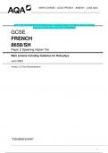 2023 AQA GCSE FRENCH 8658/SH Paper 2 Speaking Higher Tier Mark scheme including Guidance for Role-plays June 2023 [VERIFIED]