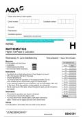 2023 AQA GCSE MATHEMATICS 8300/3H Higher Tier Paper 3 Calculator Question Paper & Mark scheme (Merged) June 2023 [VERIFIED]