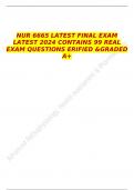 NUR 6665 LATEST FINAL EXAM LATEST 2024 CONTAINS 99 REAL EXAM QUESTIONS VERIFIED &GRADED A+ 