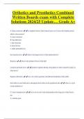 Orthotics and Prosthetics Combined  Written Boards exam with Complete  Solutions 2024/25 Update… Grade A+