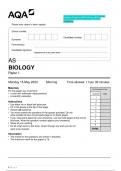 2023 AQA AS BIOLOGY 7401/1 Paper 1 Question Paper & Mark scheme (Merged) June 2023 [VERIFIED]