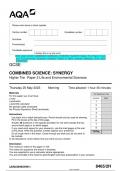 2023 AQA GCSE COMBINED SCIENCE: SYNERGY 8465/2H Higher Tier Paper 2 Life and Environmental Sciences Question Paper & Mark scheme (Merged) June 2023 [VERIFIED]