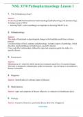 NSG 3370 Pathopharmacology Lesson 1 Actual Exam 2024 Q & A  (Graded A+ ) 