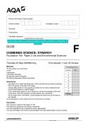 2023 AQA GCSE COMBINED SCIENCE: SYNERGY 8465/2F Foundation Tier Paper 2  Life and Environmental Sciences Question Paper & Mark scheme (Merged) June 2023  [VERIFIED]