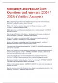 NASM WEIGHT LOSS SPECIALIST Exam Questions and Answers (2024 /  2025) (Verified Answers)