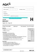 2023 AQA GCSE BIOLOGY 8461/2H Paper 2 Higher Tier Question Paper & Mark scheme (Merged) June 2023 [VERIFIED