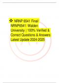  NRNP 6541 Final/ NRNP6541: Walden University | 100% Verified & Correct Questions & Answers Latest Update 2024-2025