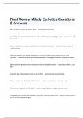 Final Review Milady Esthetics Questions & Answers