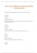 NLN Verbal Ability I Exam Questions With Verified Answers