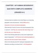 CHAPTER 1 AP HUMAN GEOGRAPHY  QUIZ WITH COMPLETE ANSWERS  {GRADED A+} 