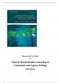 Test Item For Solution Manual & Test Bank for Clinical Mental Health Counseling in Community and Agency Settings 5th Edition