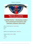 Leading Marines - Developing Leaders Test Containing 62 Questions with Definitive Solutions 2024-2025. 