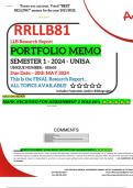 RRLLB81 PORTFOLIO MEMO - SEMESTER 1 - 2024 - UNISA - (UNIQUE NUMBER: - 818605 ) (DISTINCTION GUARANTEED) – DUE DATE:- 20th MAY 2024 - ALL TOPICS INCLUDED! 