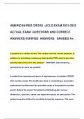 AMERICAN RED CROSS –ACLS EXAM 2021-2022  ACTUAL EXAM QUESTIONS AND CORRECT  ANSWERS|VERIFIED ANSWERS GRADED A+.