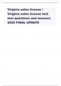 Virginia sales license / Virginia sales license test test questions and answers 2024 FINAL UPDATE Temporary transport plates may be issued for no more than: - ANSWER-Five days Temporary transport plates may be used to: - ANSWERTransport vehicles from auct