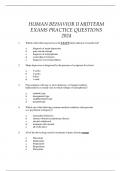 HUMAN BEHAVIOR II MIDTERM EXAMS PRACTICE QUESTIONS 2024